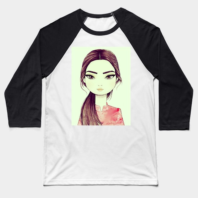 Japanese Sushi Girl Baseball T-Shirt by solfortuny